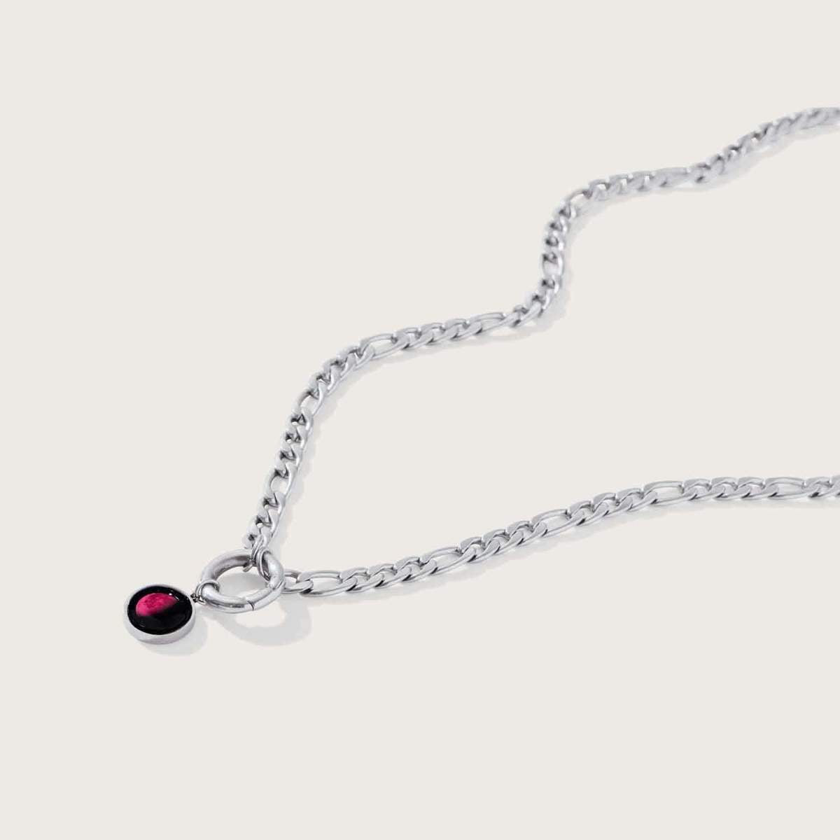 Pink Moon Figaro Necklace in Stainless Steel