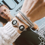 two moon bracelet in stainless steel