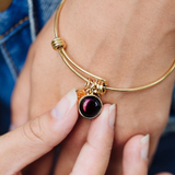 pink moon - birthstone bangle bracelet in gold