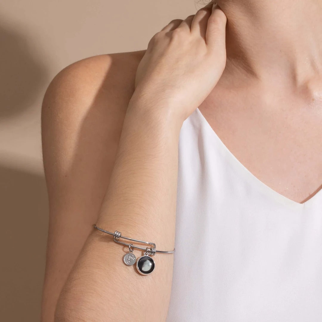 Modern Moon Bangle in Stainless Steel