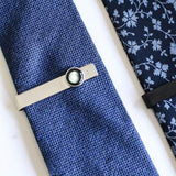 moon & crystal tie bar in stainless steel