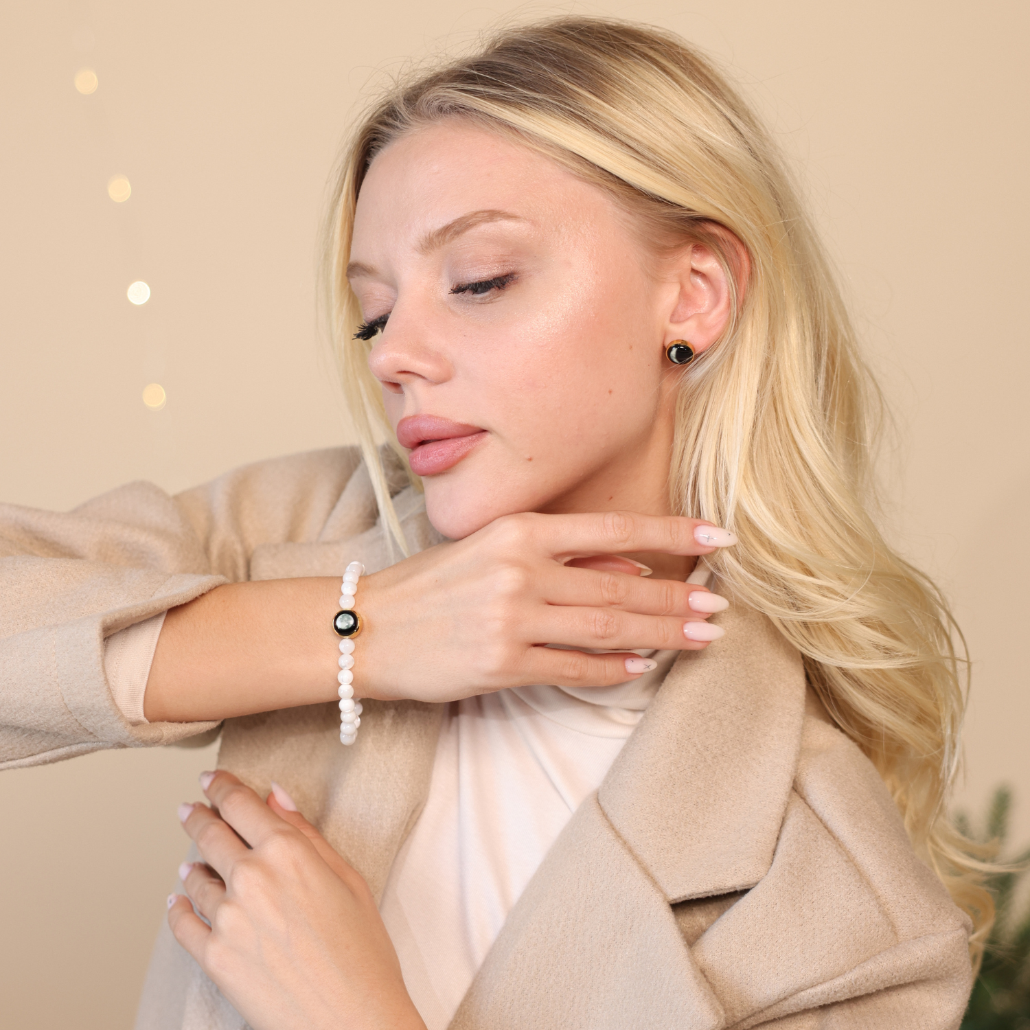 Lunar Gleam Bracelet + Moonshine Studs in Gold