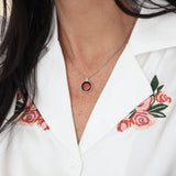 charmed simplicity necklace pendant shown front-on with moon image