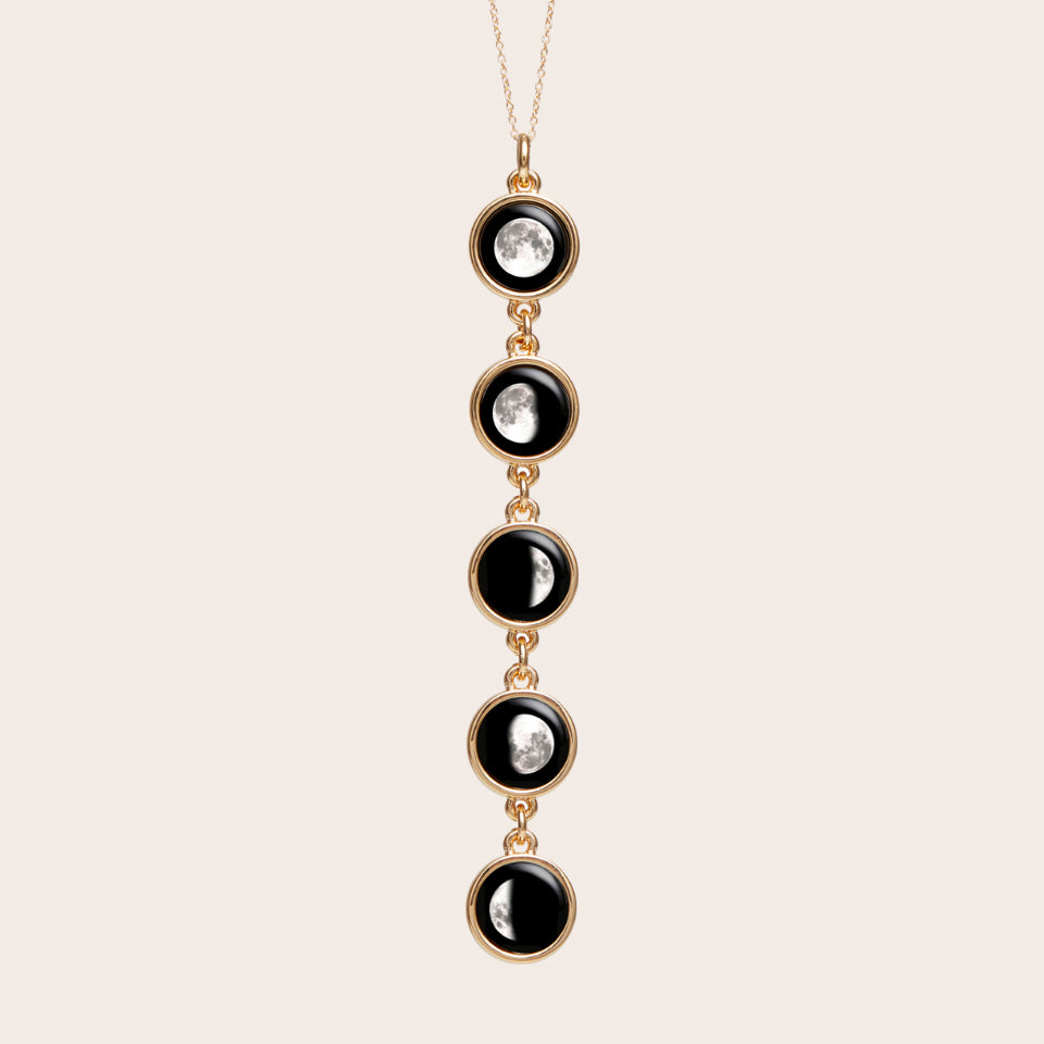 Five Moon Necklace in Gold