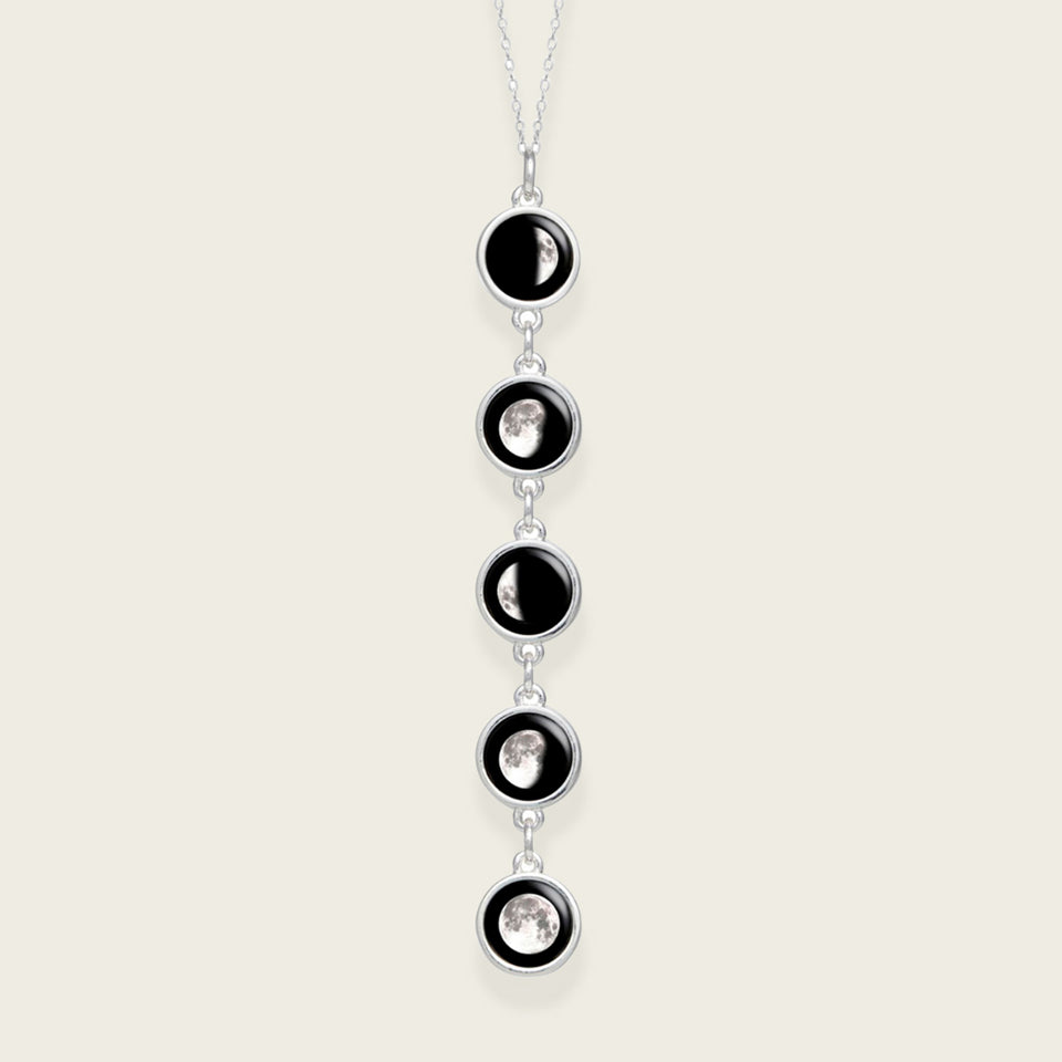 Five Moon Necklace in Silver