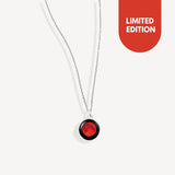 moon phase necklace laid flat showing chain length and pendant placement