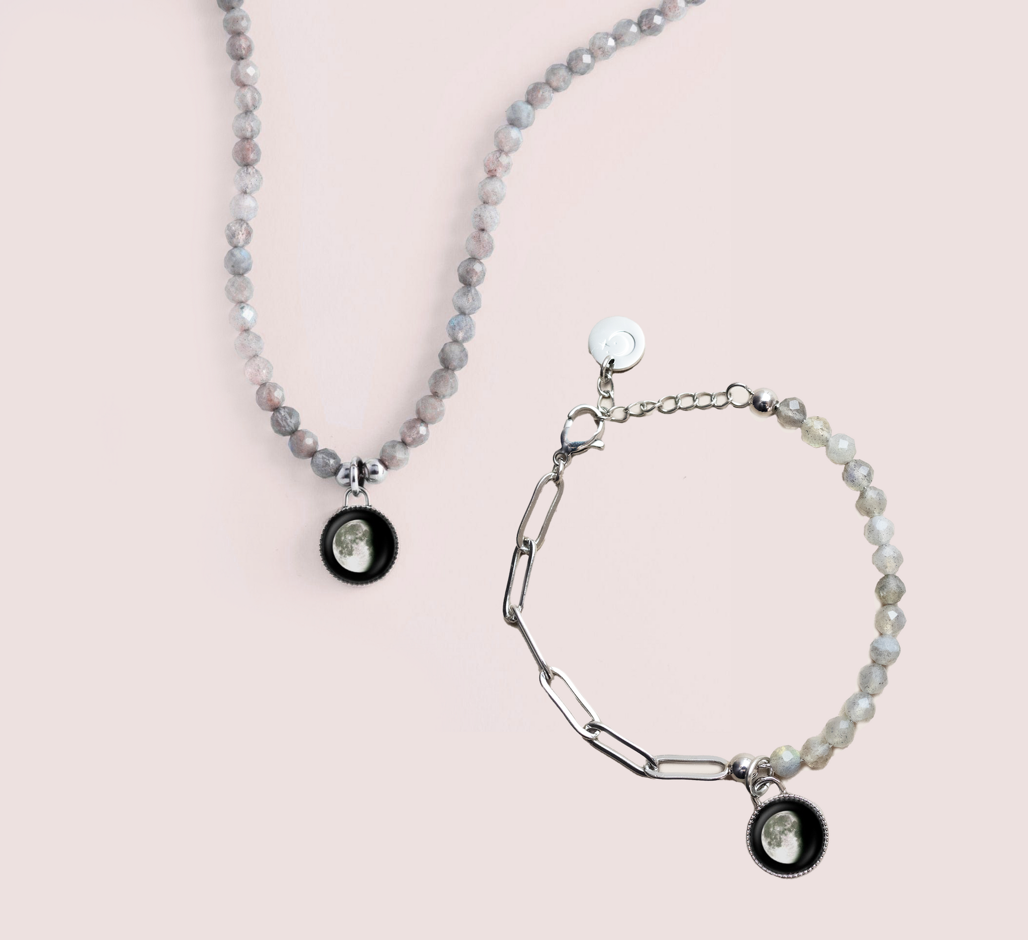 Bhavana Crystal Bracelet and Necklace in Grey Bundle