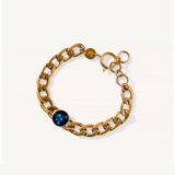 astral lunar curb link bracelet in gold, full bracelet view