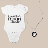 loved to the moon and back baby onesie & necklace bundle