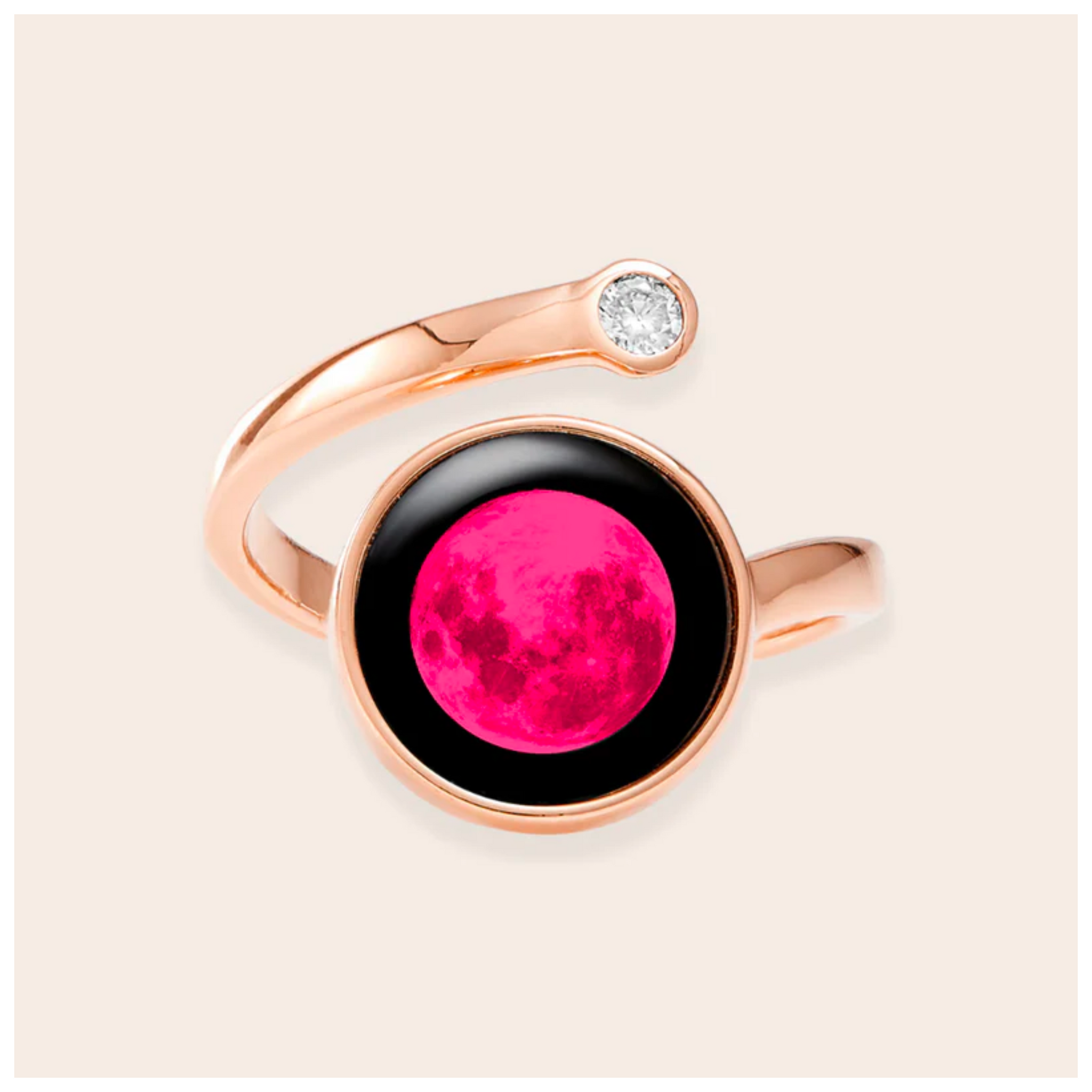 Pink Moon Cosmic Spiral Ring in Rose Gold