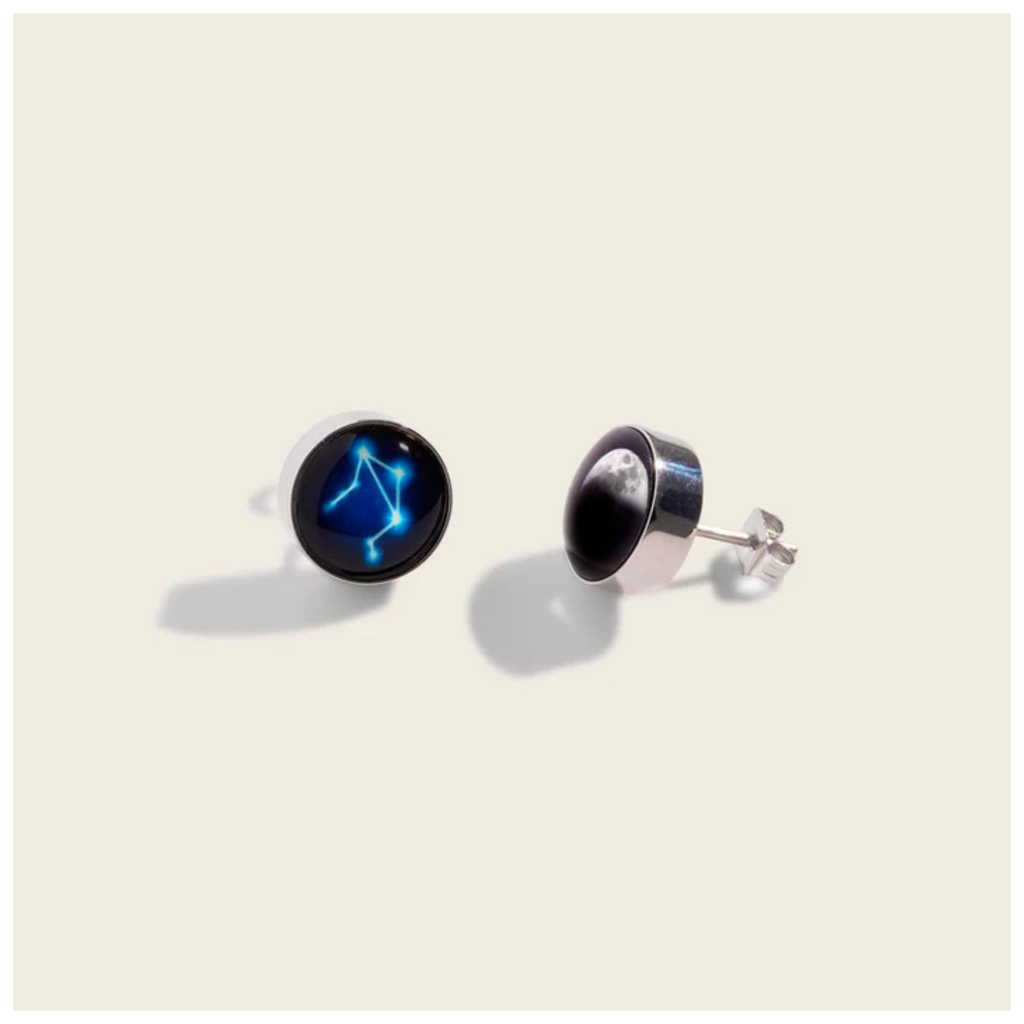Moon and Stars Stud Earrings in Stainless