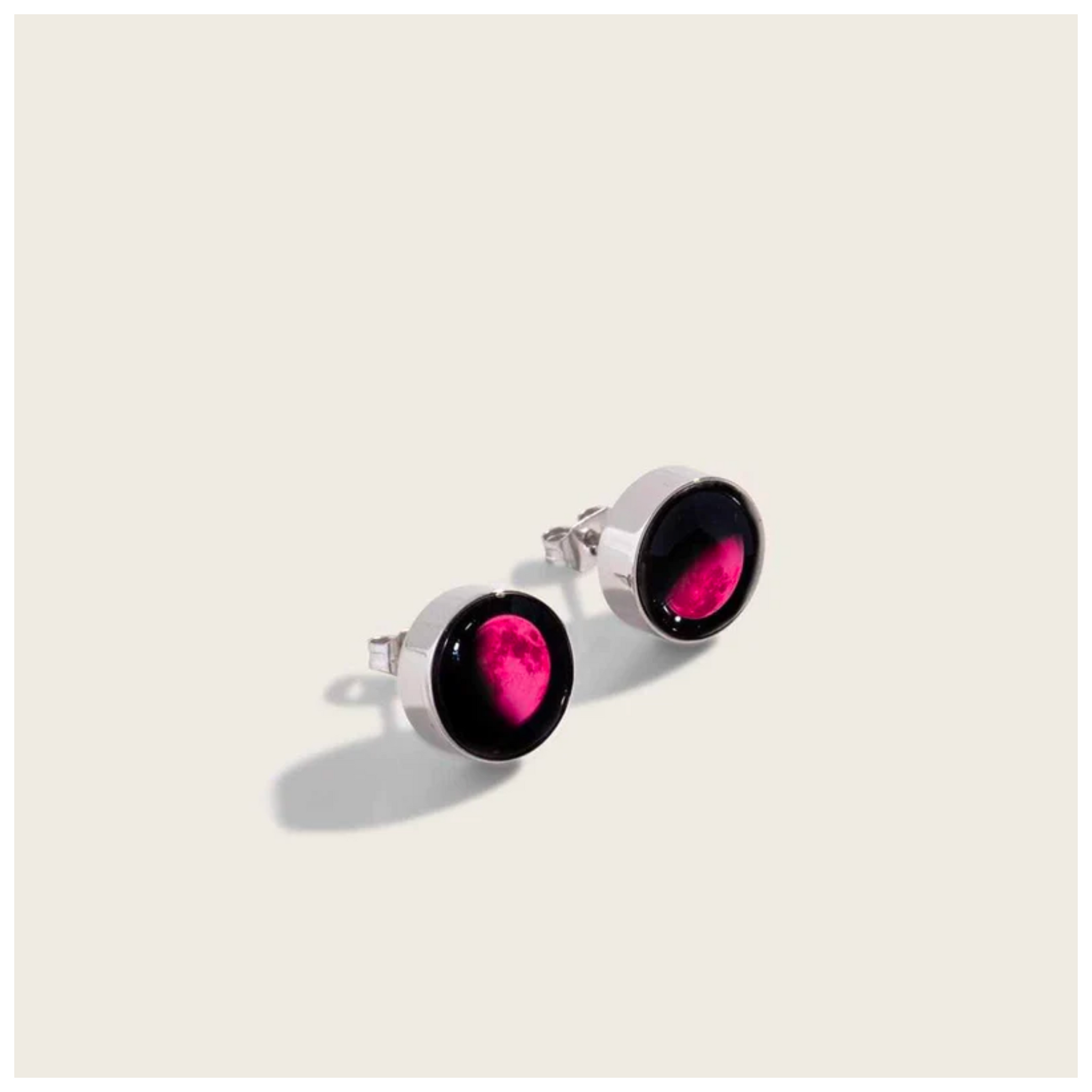 Pink Moon Moonshine Stud Earrings in Stainless Steel