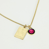 pink moon oracle zodiac card necklace in gold