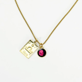 pink moon oracle zodiac card necklace in gold