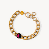 pink moon lunar curb link bracelet in gold