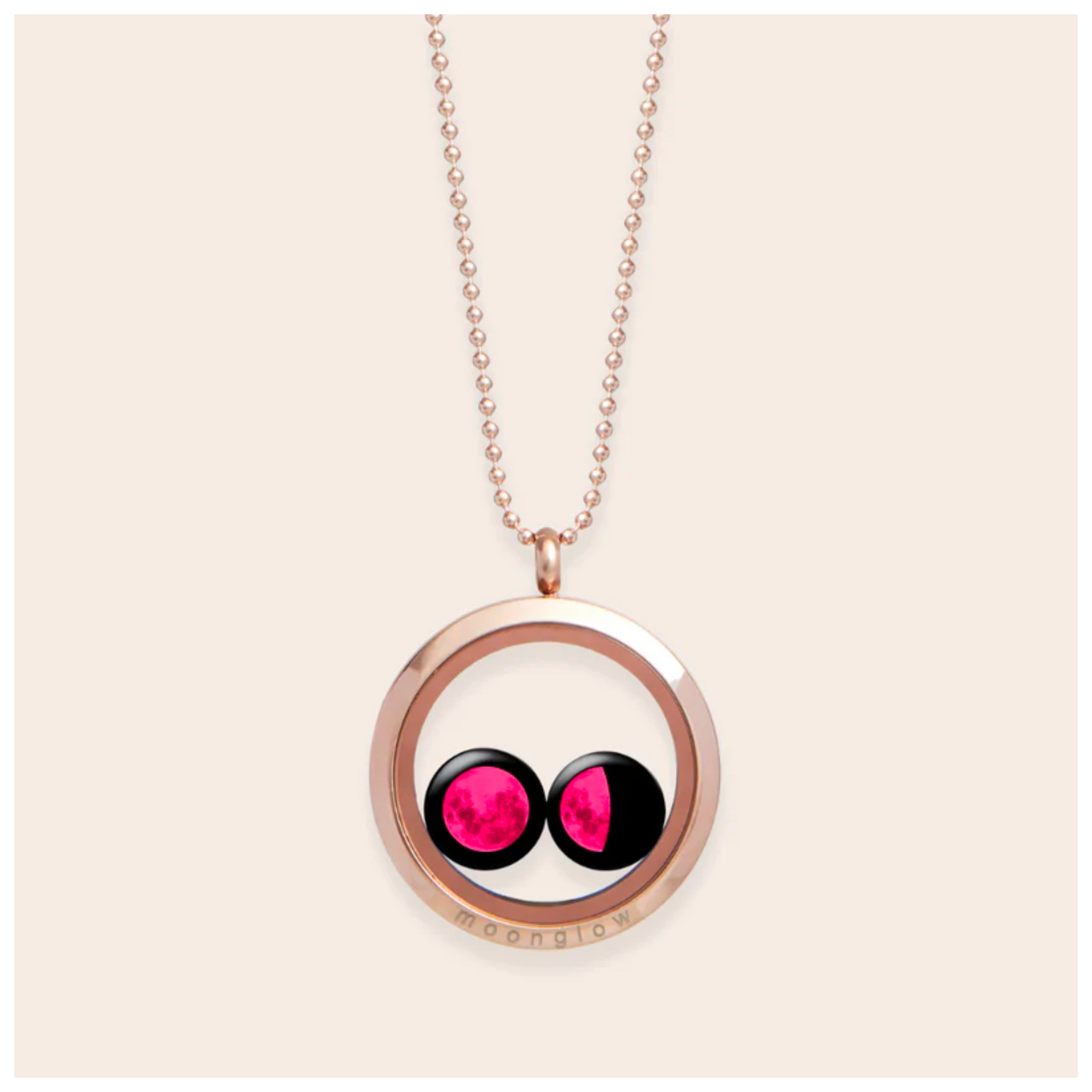Pink Moon Lovers in the Locket in Rose Gold