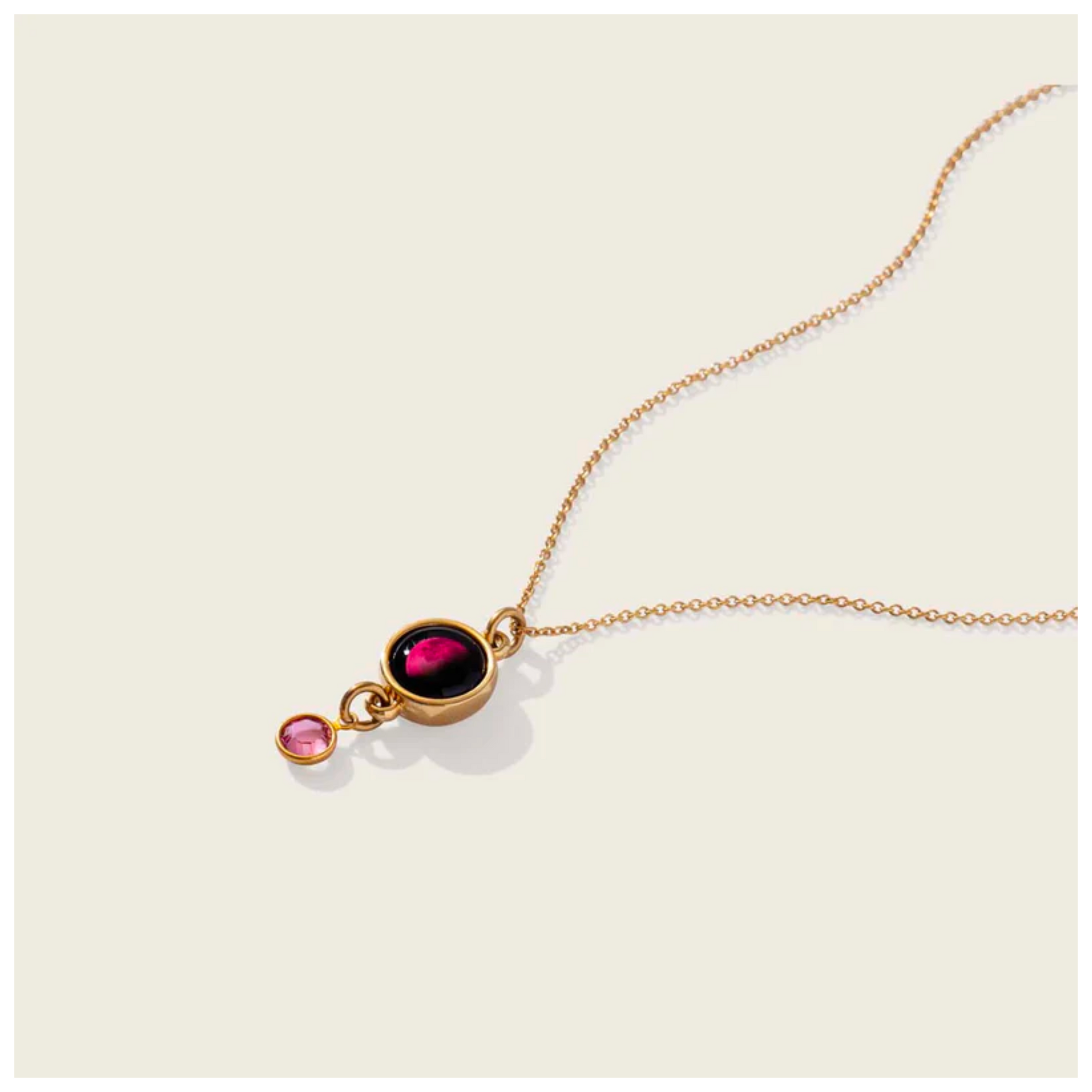 Pink Moon Gold Birthstone Necklace