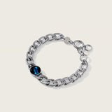 10mm constellation image charm on astral lunar curb link bracelet, close-up
