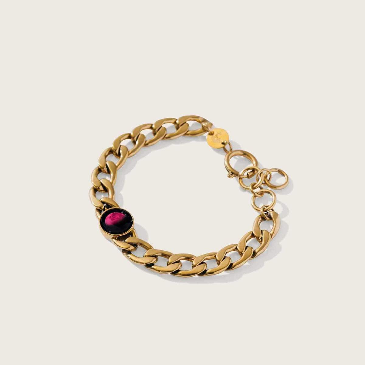 Pink Moon Lunar Curb Link Bracelet in Gold