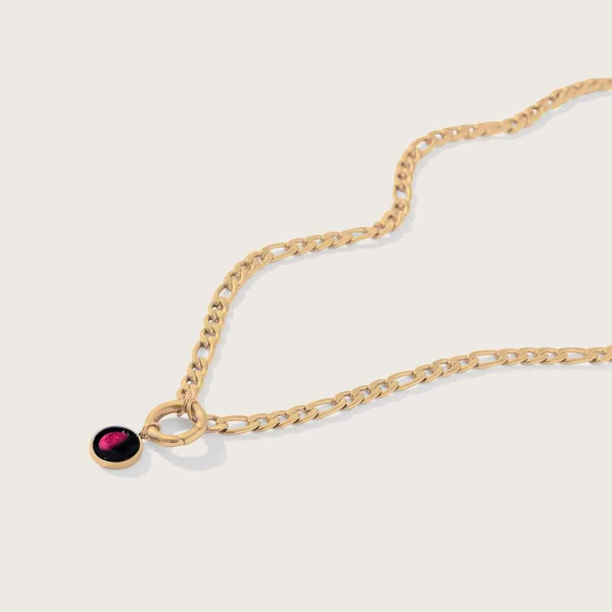 Pink Moon Figaro Necklace in Gold