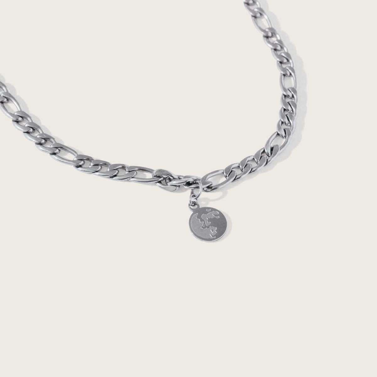 Pink Moon Figaro Necklace in Stainless Steel