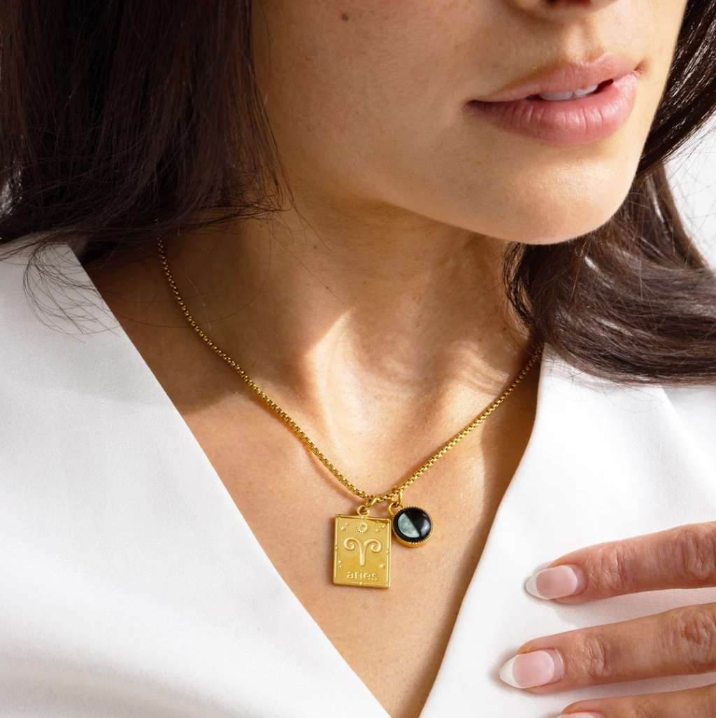 The Oracle Zodiac Card Necklace in Gold