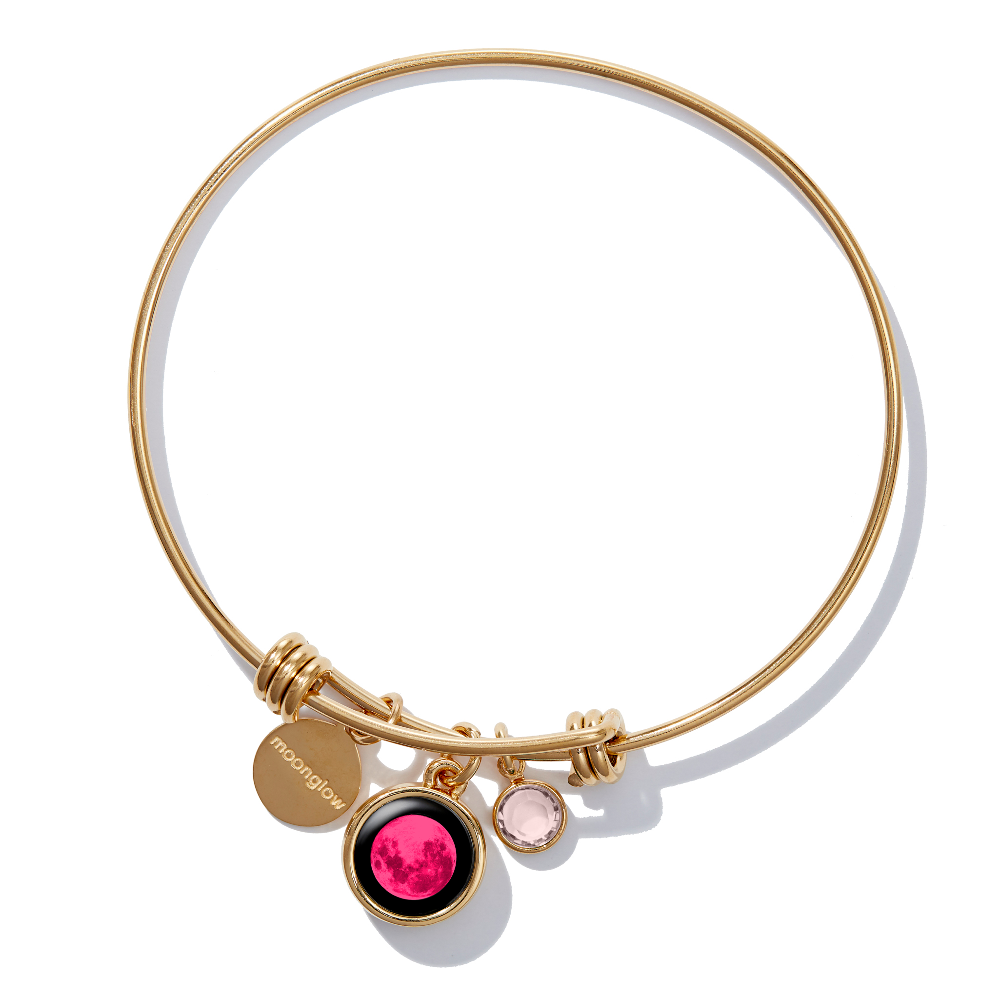 Pink Moon - Birthstone Bangle Bracelet in Gold