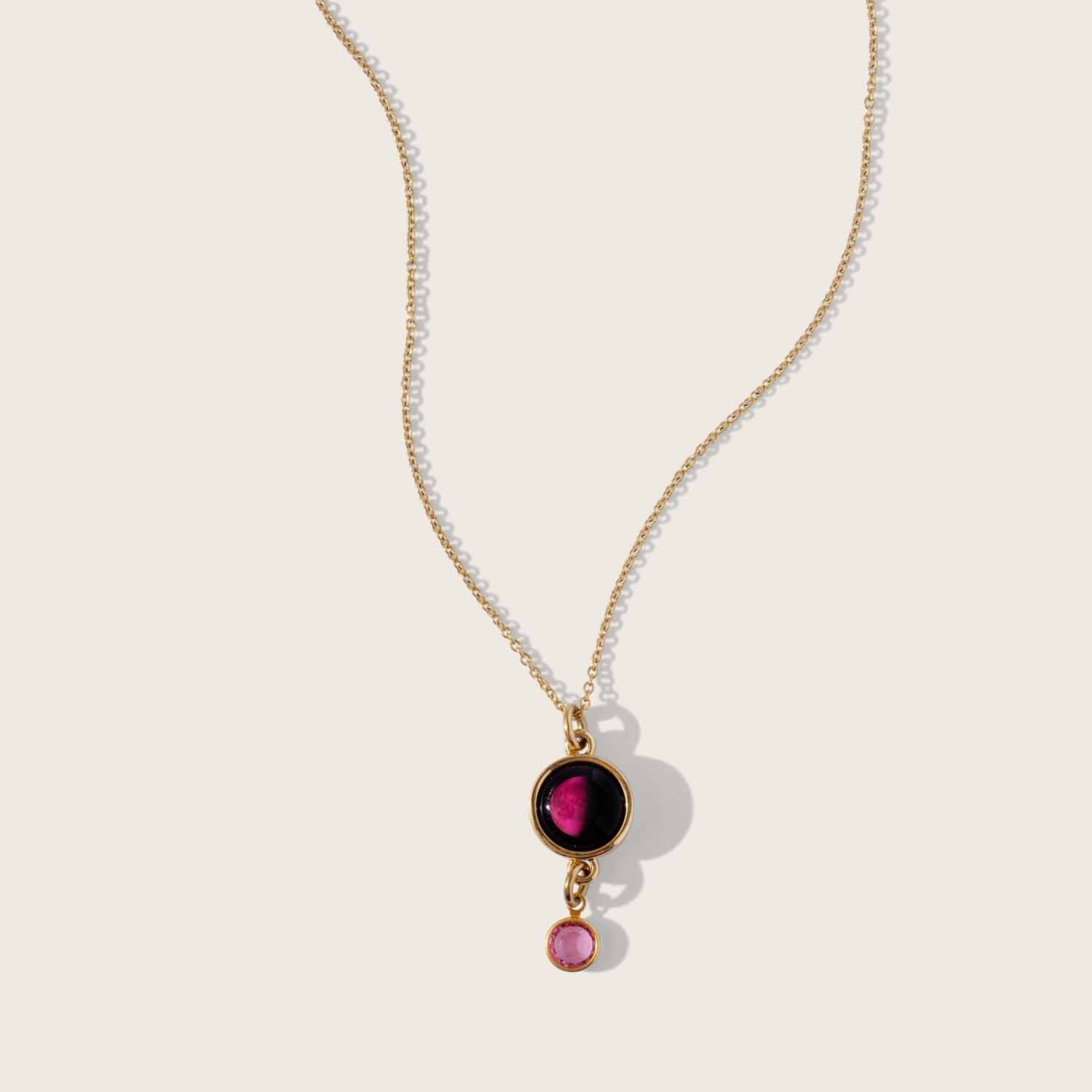 Pink Moon Gold Birthstone Necklace