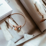 modern moon bangle in rose gold