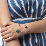 modern moon bangle in gold