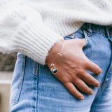 modern moon bangle in gold