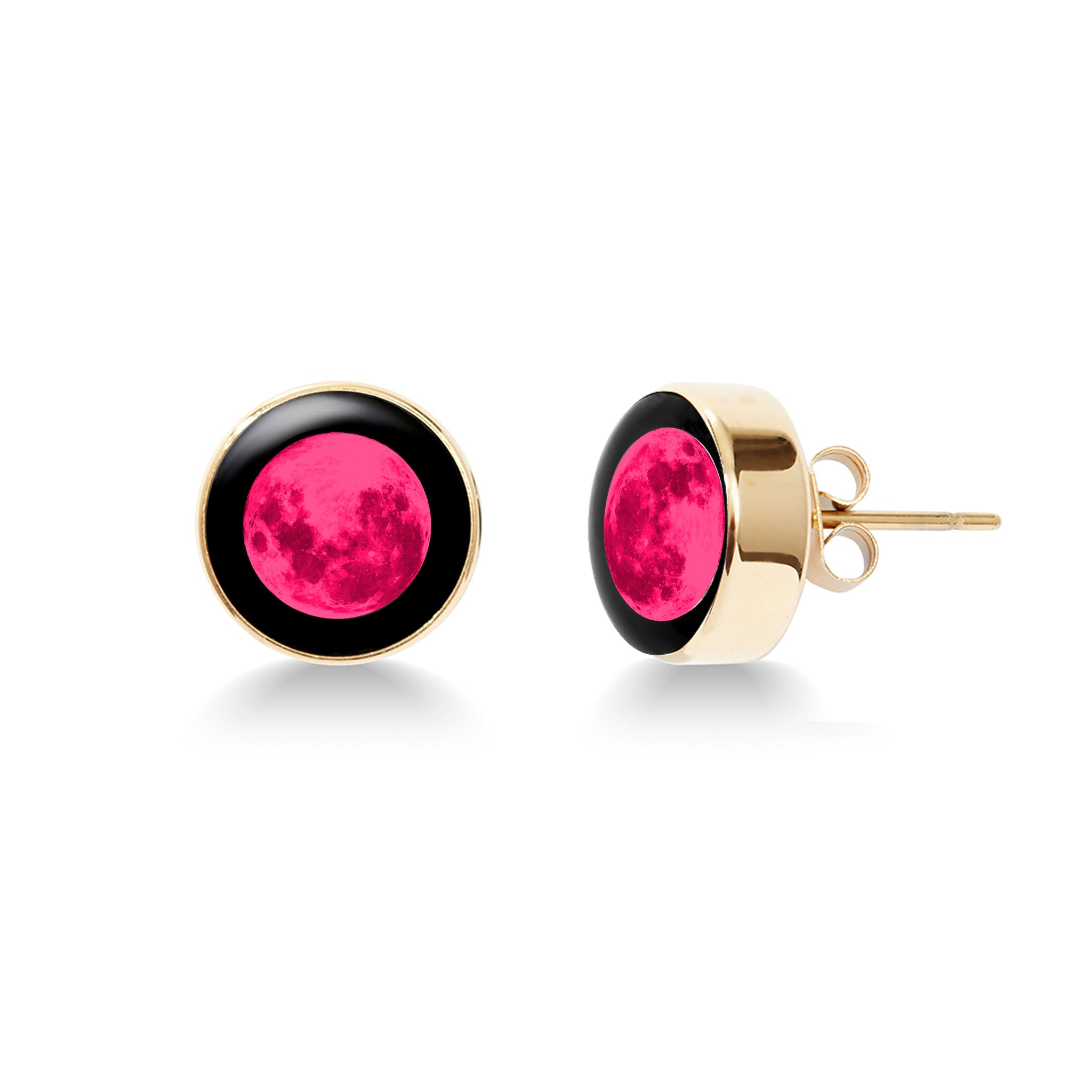 Pink Moon Moonshine Stud Earrings in Gold