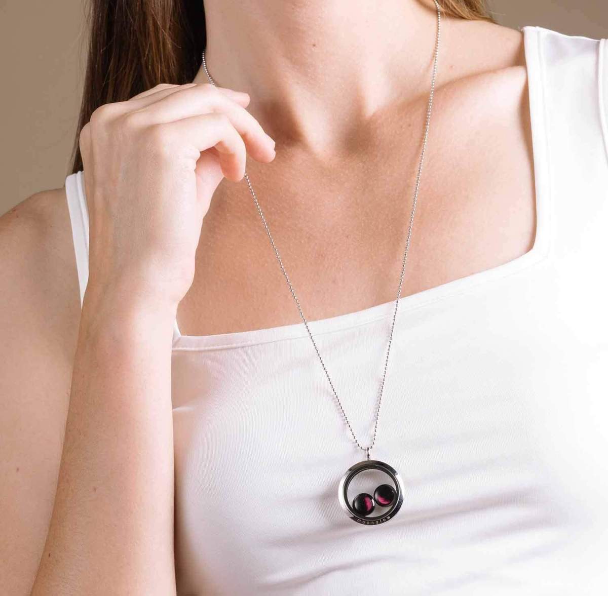 Pink Moon Lovers in the Locket Necklace